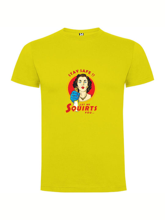 iLovePrints Safety Squirt: Pop Art T-shirt Yellow