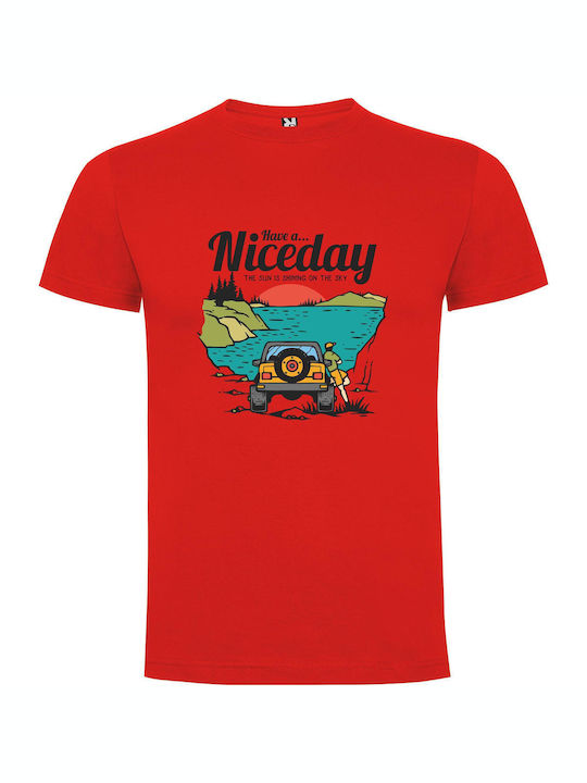 iLovePrints Yellow Car Serenity T-shirt Red