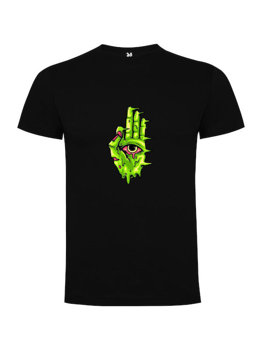 iLovePrints Trilobed Hand Illustration T-shirt Black