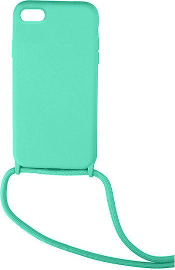 Colored Back Cover Σιλικόνης με Λουράκι Τιρκουάζ (iPhone 8/7)