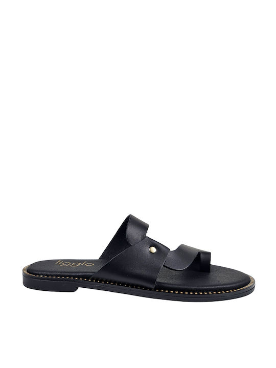 Black Leather Sandals Unique Design & Toe