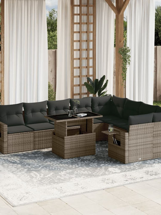 Set Cameră De Zi Pentru Exterior 10 Piese Gri C...