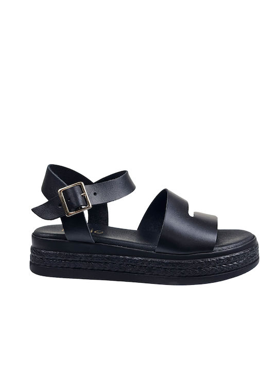 Black Flatform Sandals Unique Design