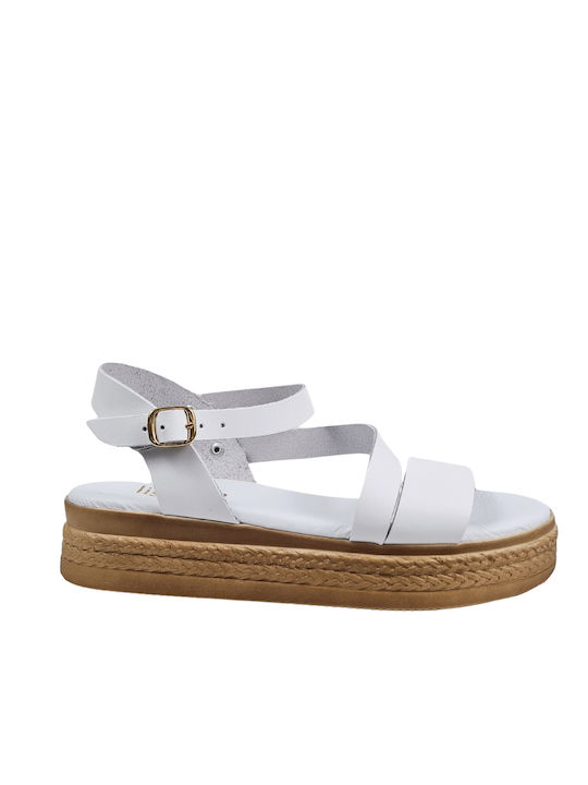 White Flatforms with Ankle Strap Greek Made