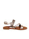 Bronze Leather Round Toe Sandals