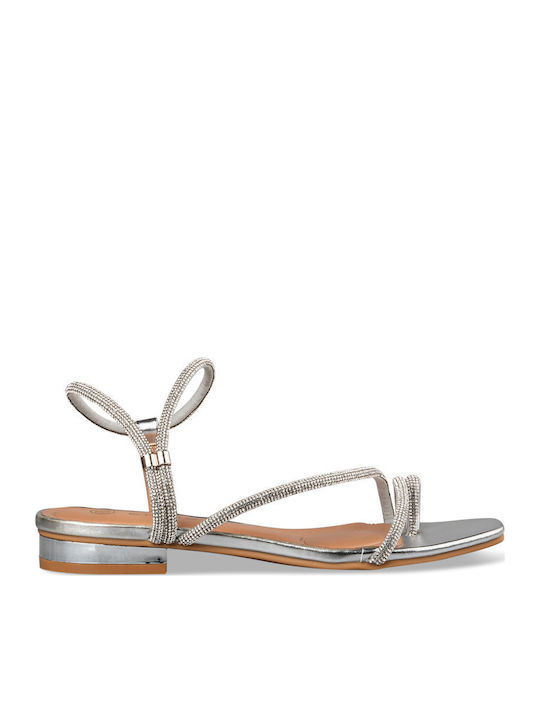Women's Flat Sandals in Silver Color