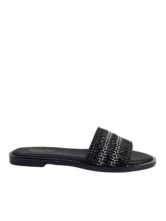 Schwarze Sandalen mit gewebtem Riemen