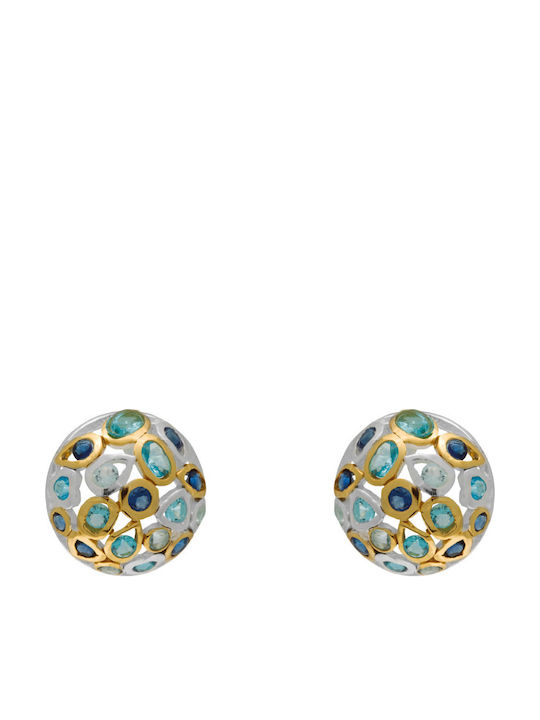 Bizoutaki Earrings made of Silver Gold Plated with Stones