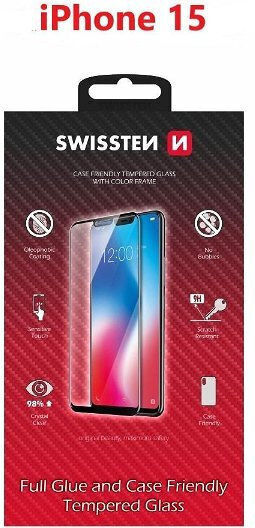 Swissten 3D 0.2mm Full Glue Full Face Tempered Glass (iPhone 15)