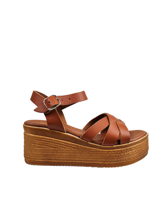 Tan Platform Sandals with Unique Weave