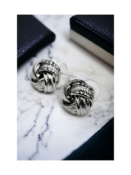 Silver Stud Earrings Wide Knot