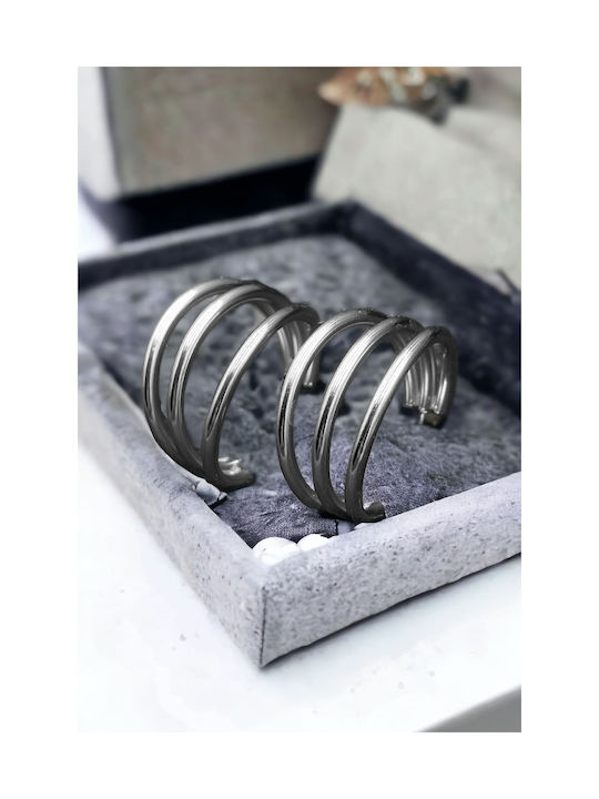 Steel Silver Triple Hoop Earrings