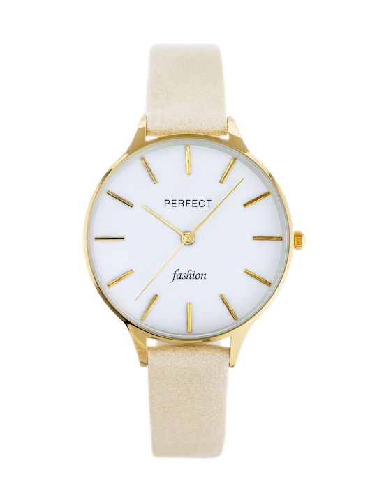 Perfect Watch with White Leather Strap