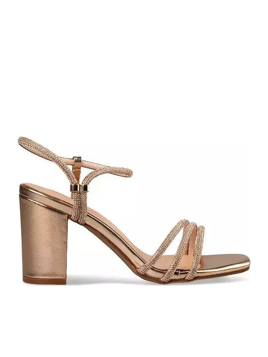 Envie Shoes Sandals with Strass Rose Gold