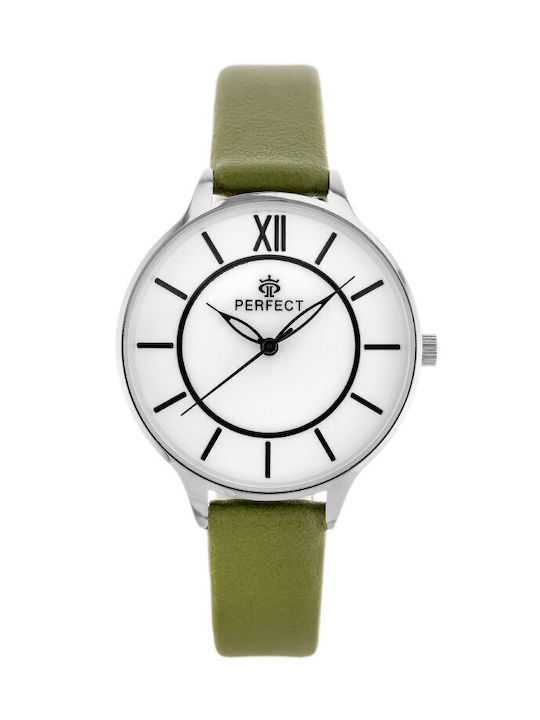 Perfect Watch with Green Leather Strap