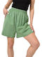 Elastische Taille Grüne Shorts 24224