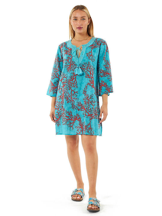 Verde Damen Kaftan Strand Cotton Blue