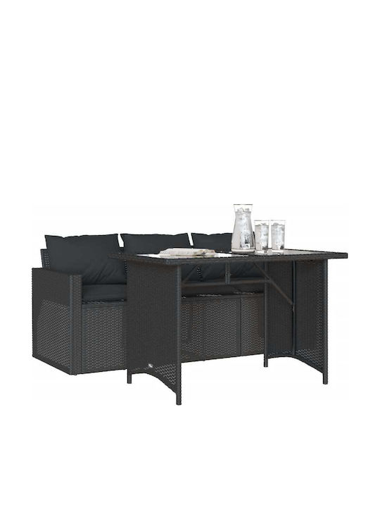 Set Sala De Mese Pentru Exterior 2 Piese Negru Cu Perne