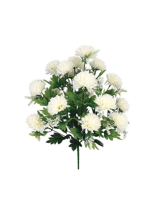 Marhome Μπουκέτο από Τεχνητά Λουλούδια Χρυσάνθεμο Λευκό 50cm