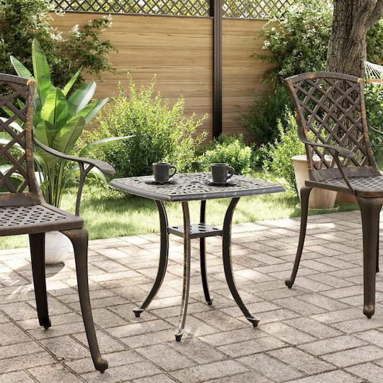 Sitting Room Outdoor Free Standing Aluminum Table Bronze 53x53x53cm