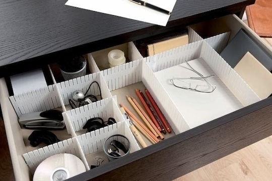 Compactor Plastic Organizator de sertare în Culoare Alb 44x10cm 6buc
