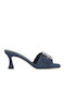 Mules with Thin High Heel in Blue Color