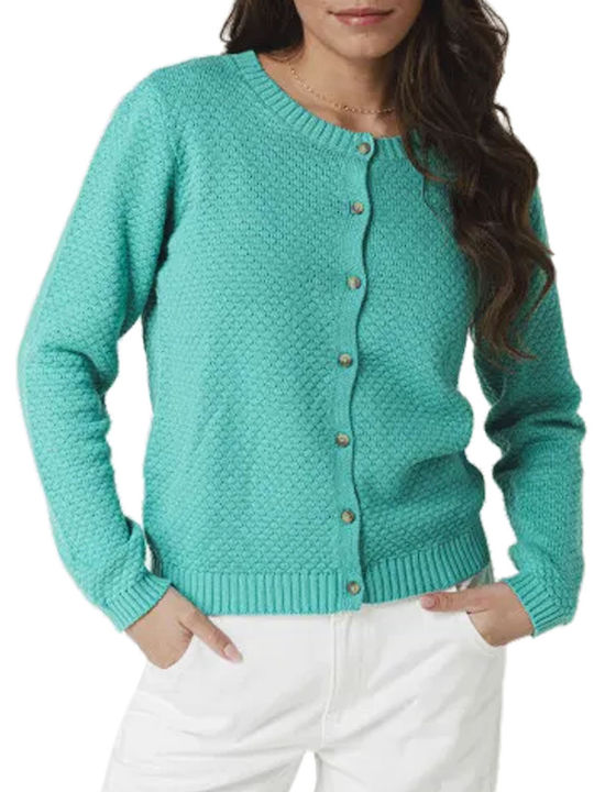 C'est Beau La Vie Women's Knitted Cardigan with Buttons Green