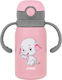 N'Oveen Kinderflasche Thermos Rostfreier Stahl mit Strohhalm Rosa 300ml