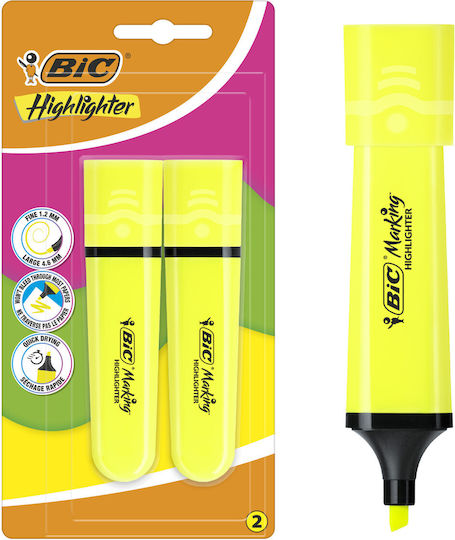 BIC Marking Markere de subliniere 1.2mm Yellow Phosphorescent 2buc