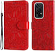 Embossed Sunflower Wallet Red (Honor 200 Lite 5G)