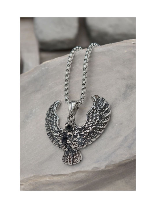 Steel Silver Eagle Necklace