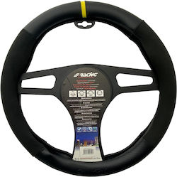 Simoni Racing Car Steering Wheel Cover with Diameter 37-39cm Leatherette Black with Black Seam