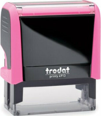 Trodat Printy 4913 Σφραγίδα Αυτόματη "Κειμένου" σε Ελληνική Γλώσσα (με Στοιχεία) και Ροζ Μελάνι