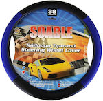 Autoline Car Steering Wheel Cover Soable with Diameter 38cm Leatherette Black with Black Seam