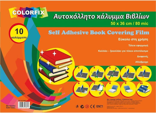 Colorfix Book Cover Protection Sticker Sheet or Notebook A4 Transparent 50x35cm