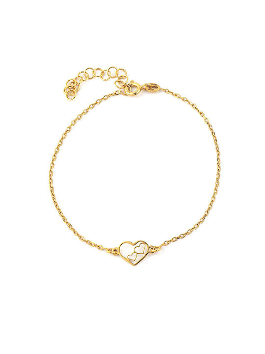 George Art Jewels Bracelet Chain with design Heart made of Silver Gold Plated