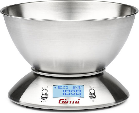 Girmi Ψηφιακή Ζυγαριά Κουζίνας με Κάδο έως 5kg Ασημί