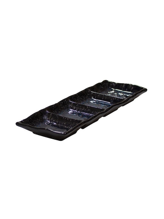 Ready Platou pentru aperitive 4 sloturi din Porțelan Neagră L26.4xl9cm 1buc