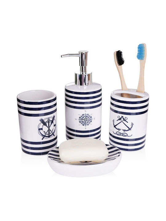 Ceramic Bathroom Accessory Set White