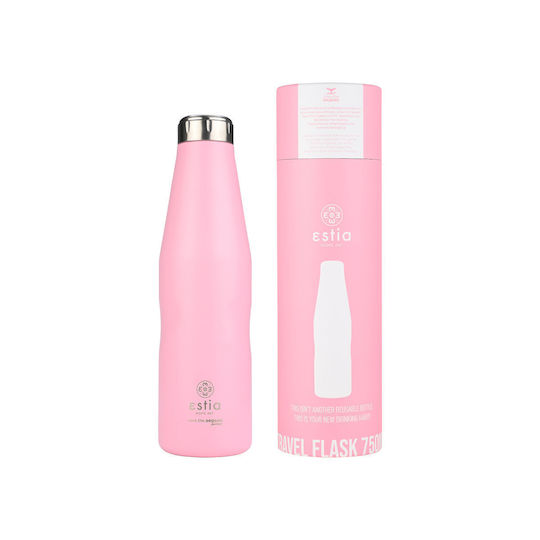 Estia Reiseflasche Save the Aegean Recycelbare Thermosflasche Rostfreier Stahl BPA-frei 750ml Blossom Rosa