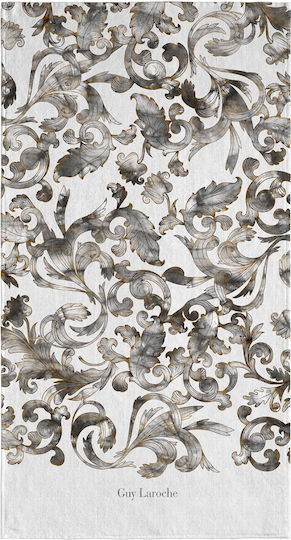 Guy Laroche Velour Printed Ecru Beach Towel 175x100cm