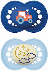 Mam Silicone Pacifiers Teddy Bear - Grey / Blue For 16+ Months 2 Pieces