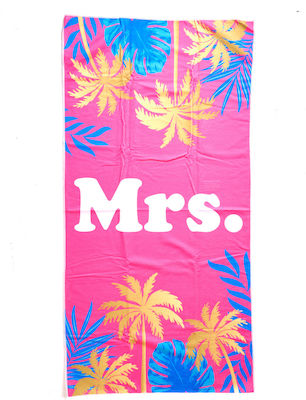 Beach Towel Palm Trees Logo Mrs 70cm-140cm Fuchsia