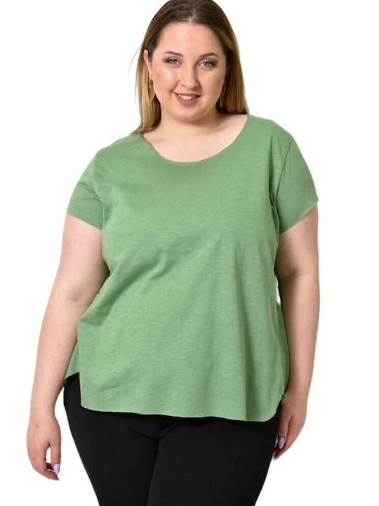 Potre Women's Blouse Cotton Short Sleeve Green