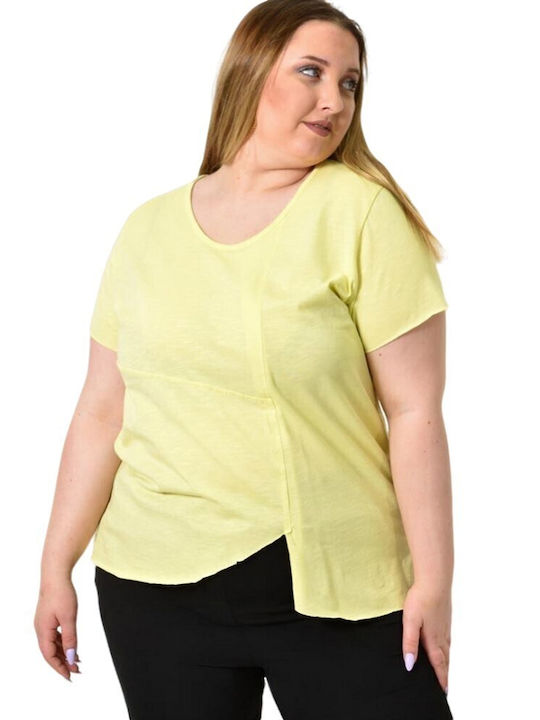 Potre Women's Blouse Cotton Short Sleeve Yellow