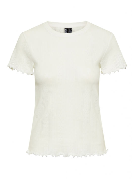 Pieces Women's Blouse Short Sleeve White