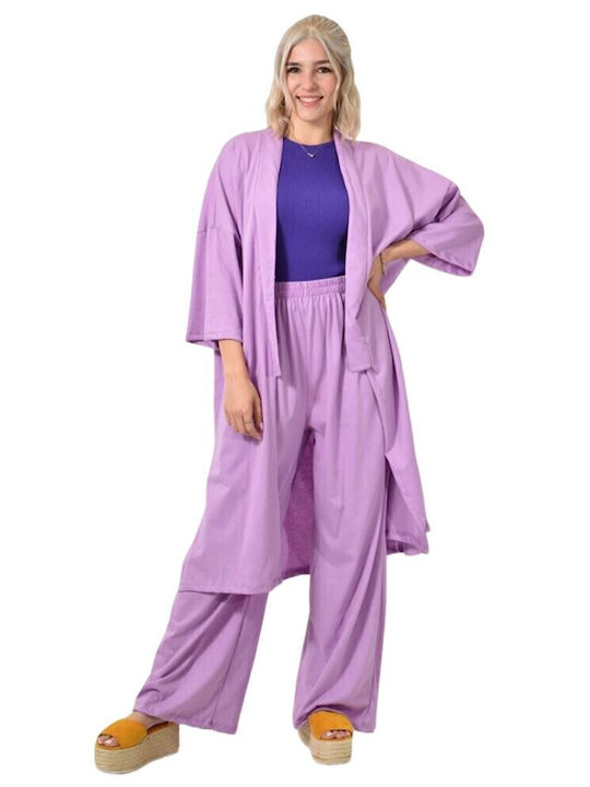 Damen Lilac Set mit Hoch tailliert Hose