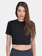 Γυναικείο Crop Top Κοντομάνικο Μαύρη