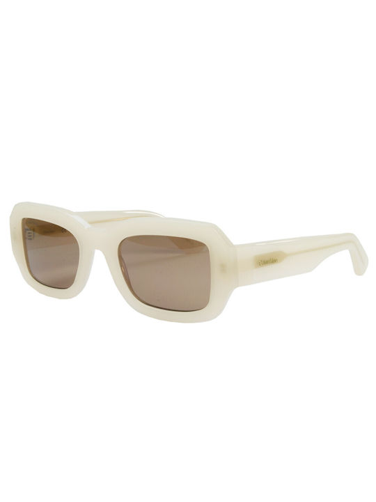 Calvin Klein Women's Sunglasses with Beige Plastic Frame and Brown Lens CK24511S 109