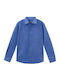 Langärmlig Baumwolle Hemd Blue